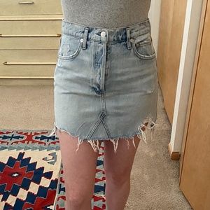AGOLDE Frayed Denim Skirt